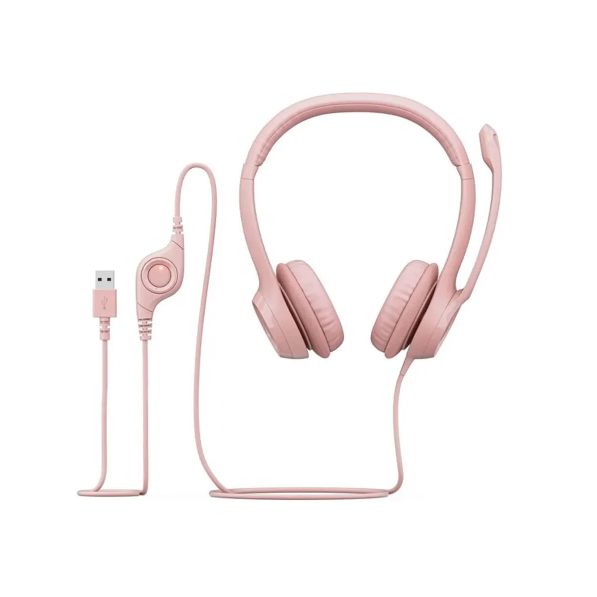LOGITECH - Audífono con microfono Logitech H390 USB Cancelación de Ruido Rosa