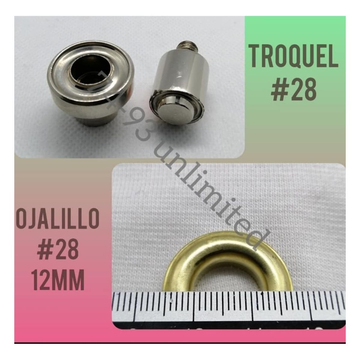 GENERICO - 1000 Ojales Ojalillo Ojal Metálico N° 28 (12 mm) Más TROQUEL