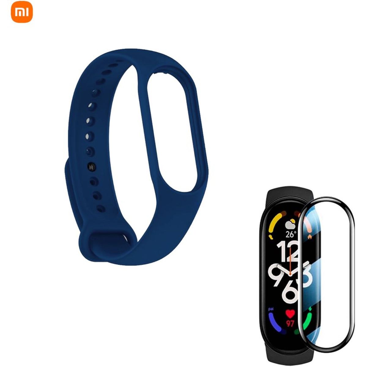 GENERICO - Correa de Silicona Y Mica Vidrio 3D para Xiaomi Mi Band 7 - Azul