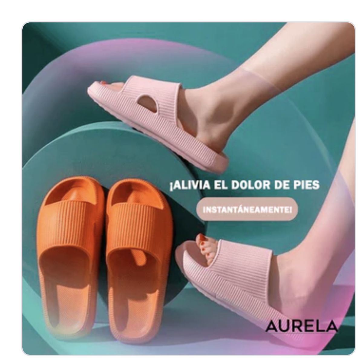 AURELA - CloudSlides™ - Sandalias Pantuflas Cómodas y Ligeras 38-39 Naranja