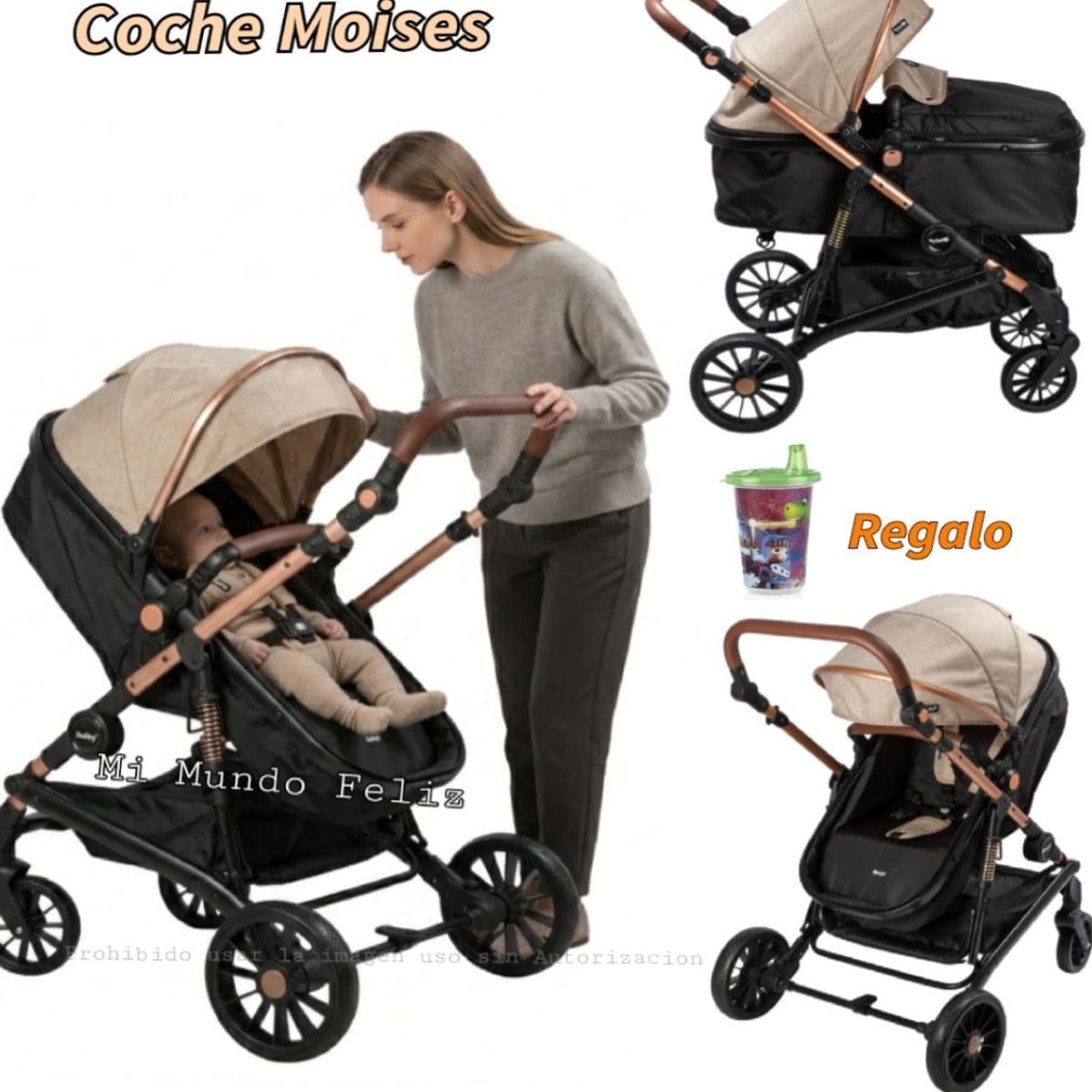 Baby - Coche para Bebe Moises Grand Gold Beige