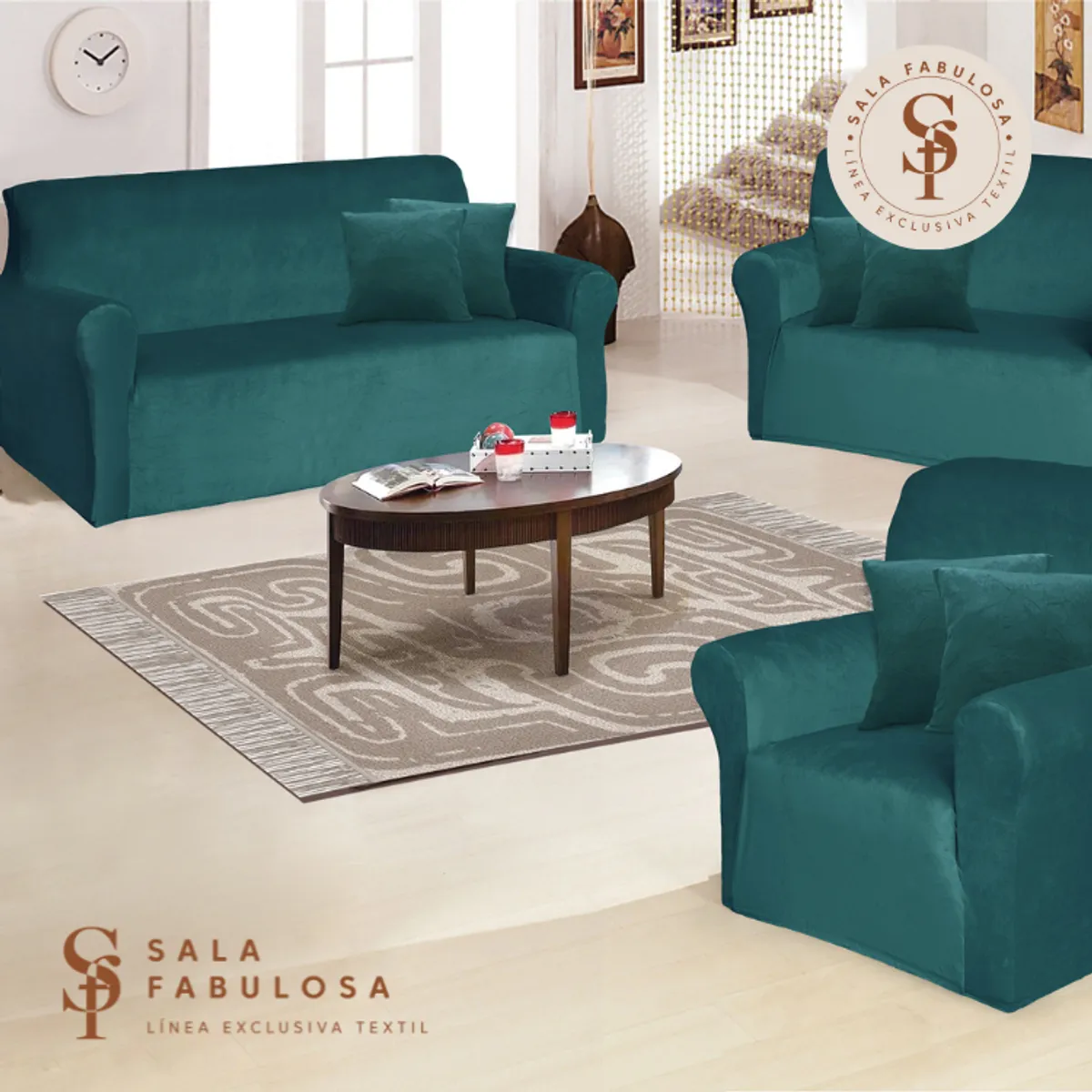 IMPORTADO MC - Funda de mueble terciopelo 3-2-1 Jade Sala fabulosa