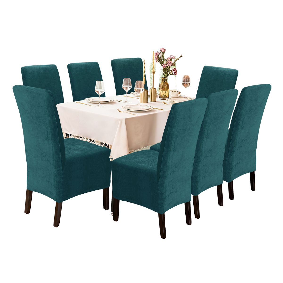 IMPORTADO MC - Funda de silla terciopelo 8 piezas Jade Sala fabulosa