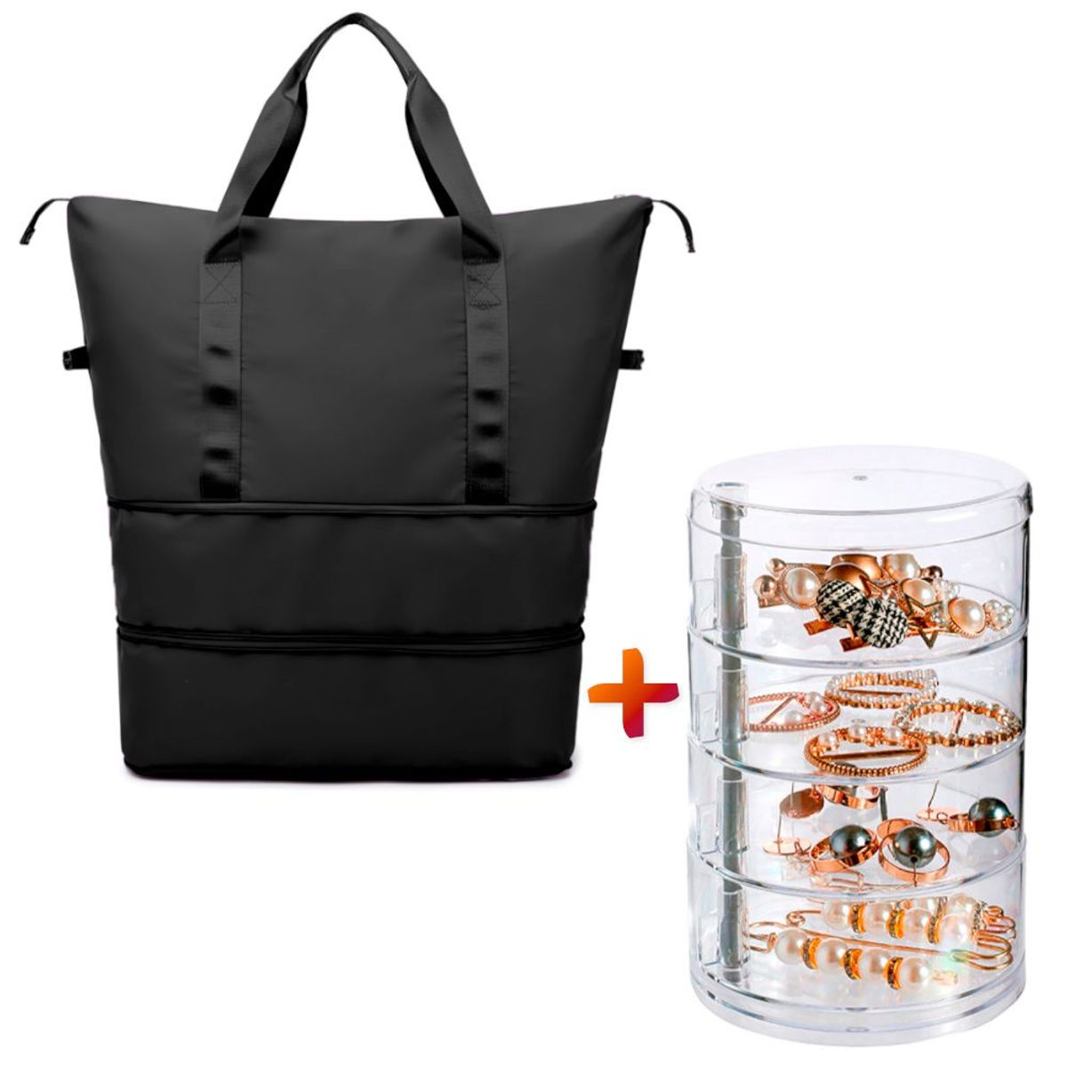 SASHIJA - Bolso de Viaje Cartera 2 Tiempos S64 NG Y Joyero 4 Niveles C26