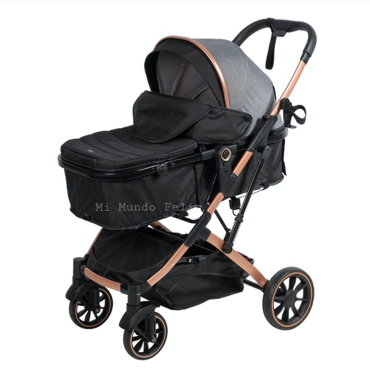 BABY HAPPY - Coche Moises de Bebe con Cubrepies  Amortiguacion Negro