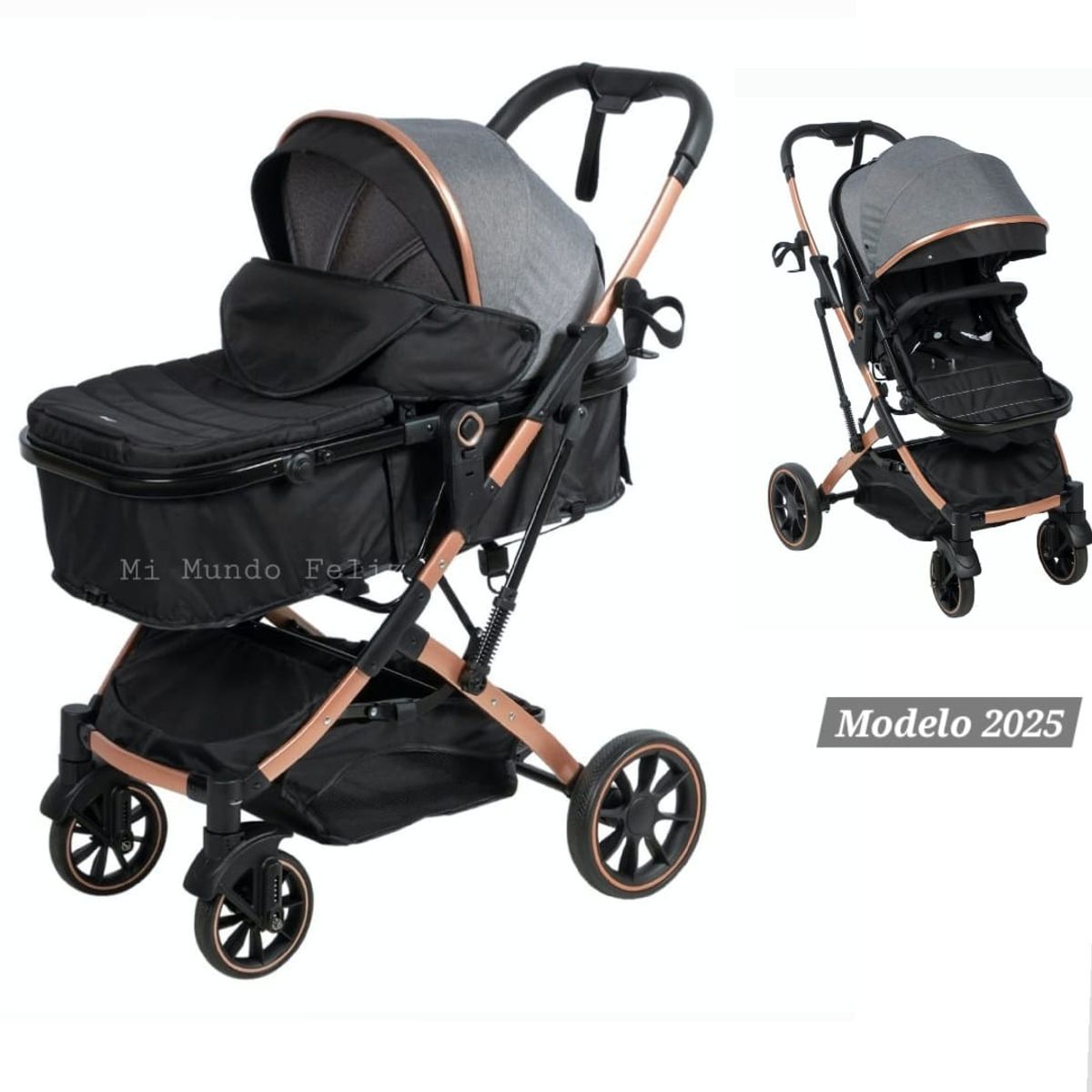 BABY HAPPY - Coche Moises de Bebe con Cubrepies  Amortiguacion Negro