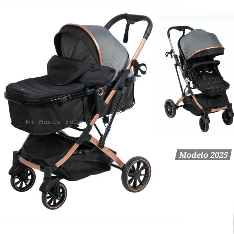 BABY HAPPY - Coche Moises de Bebe con Cubrepies  Amortiguacion Negro
