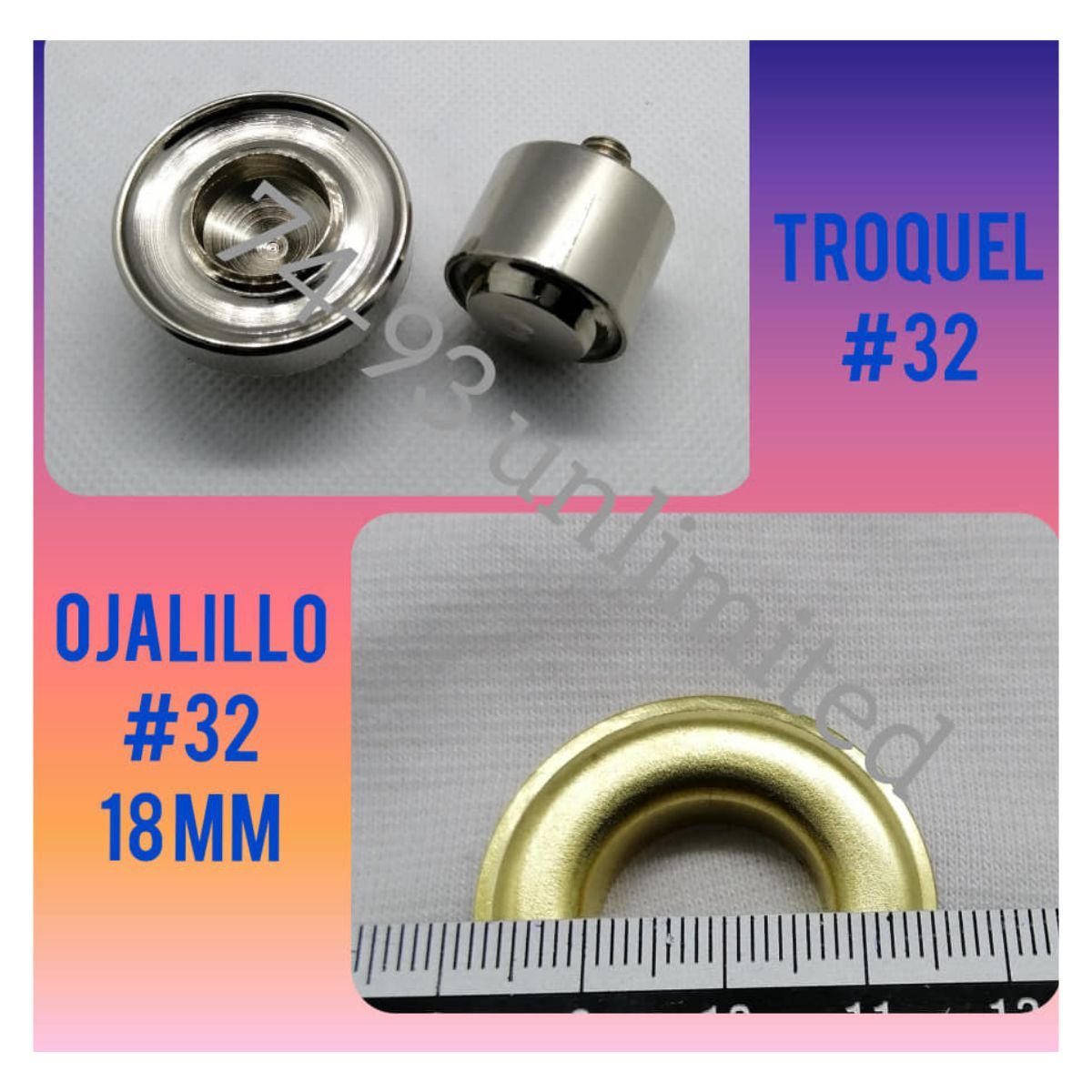 GENERICO - 100 Ojales Ojalillo Ojal Metálico N° 32 (18 mm) Más TROQUEL