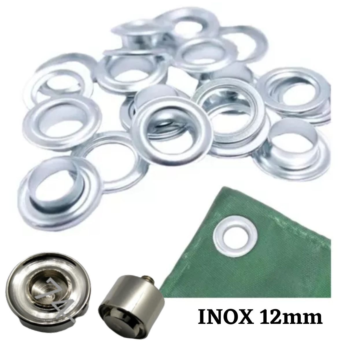 GENERICO - Ojales Ojalillo 12mm N°28 Acero Inoxidable Para Lona x 1000