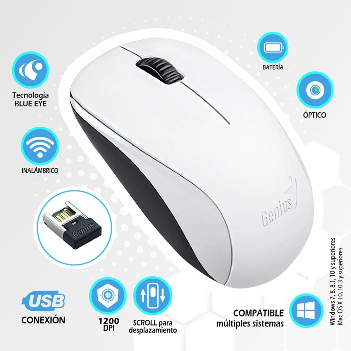 GENIUS - Mouse Genius NX-7000 Inalámbrico Blanco
