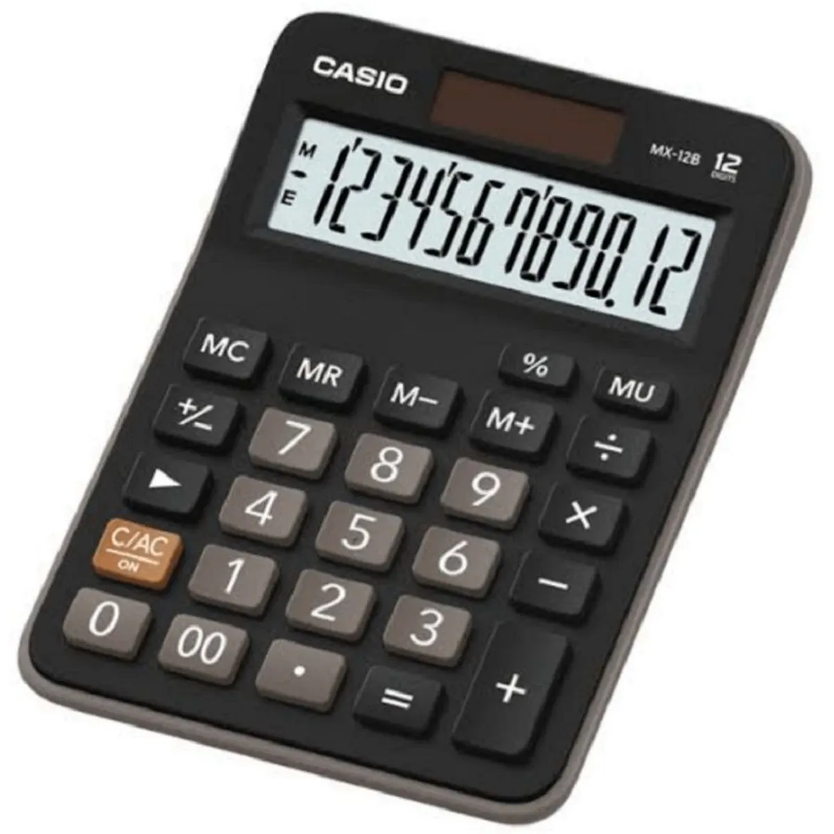 CASIO - Calculadora Casio 12 dígitos Solar y Pilas - Negro