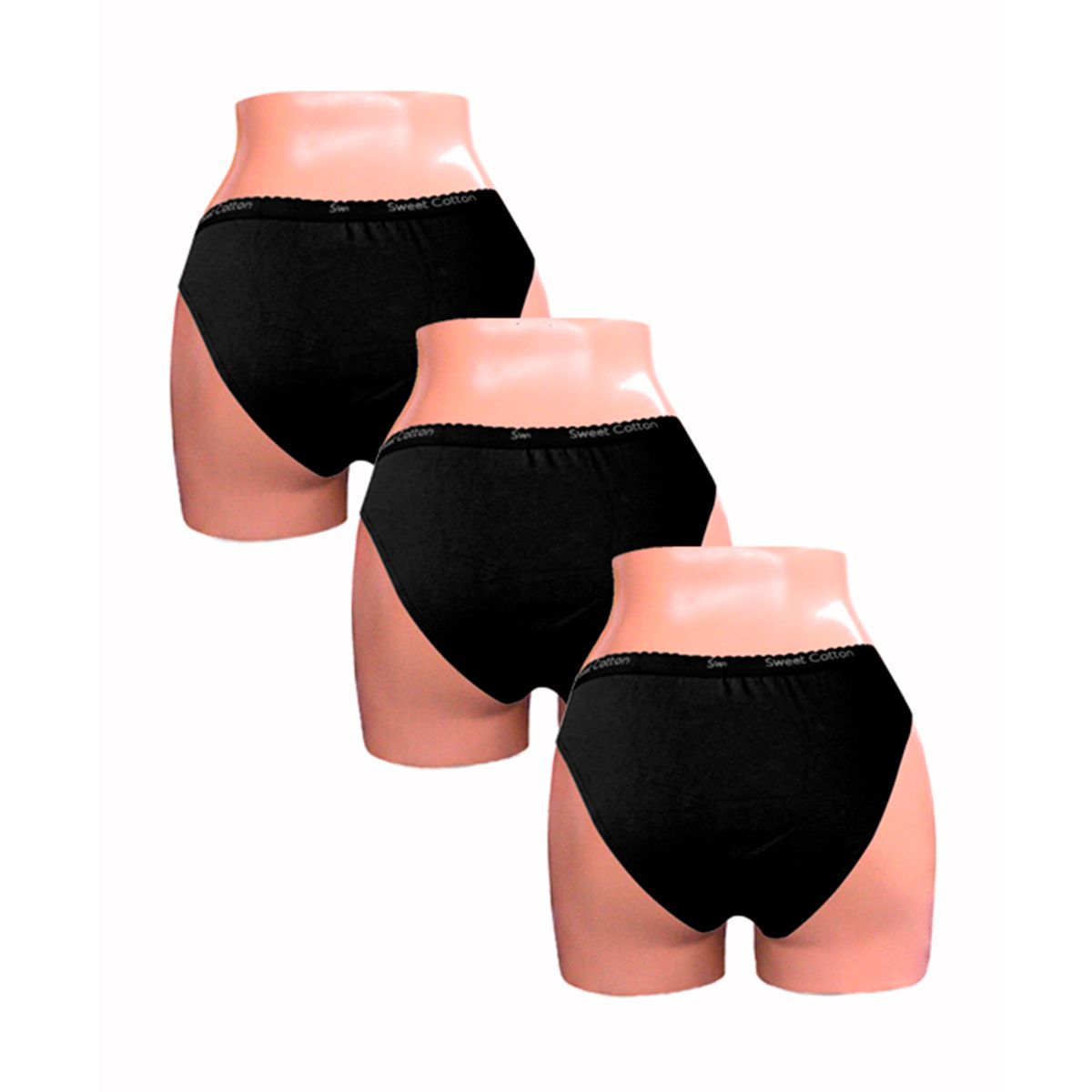 SWEET COTTON - Pack x3 Bikini Sweet Cotton Negro