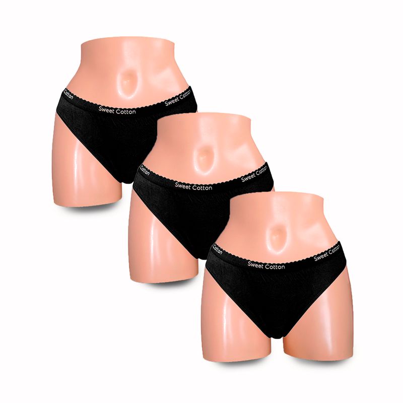 SWEET COTTON - Pack x3 Bikini Sweet Cotton Negro