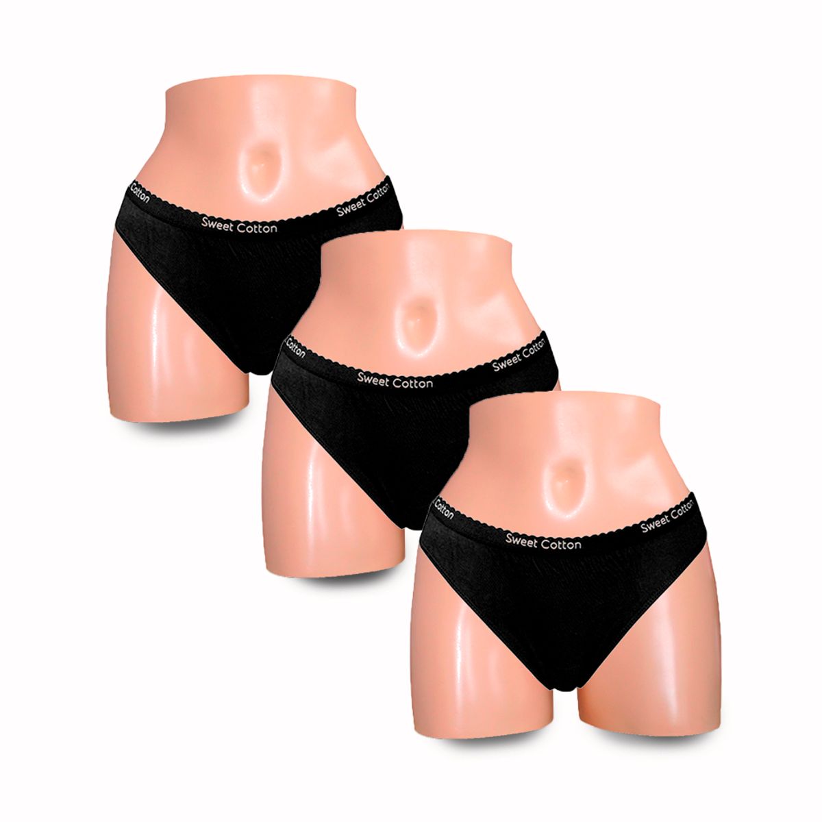 SWEET COTTON - Pack x3 Bikini Sweet Cotton Negro