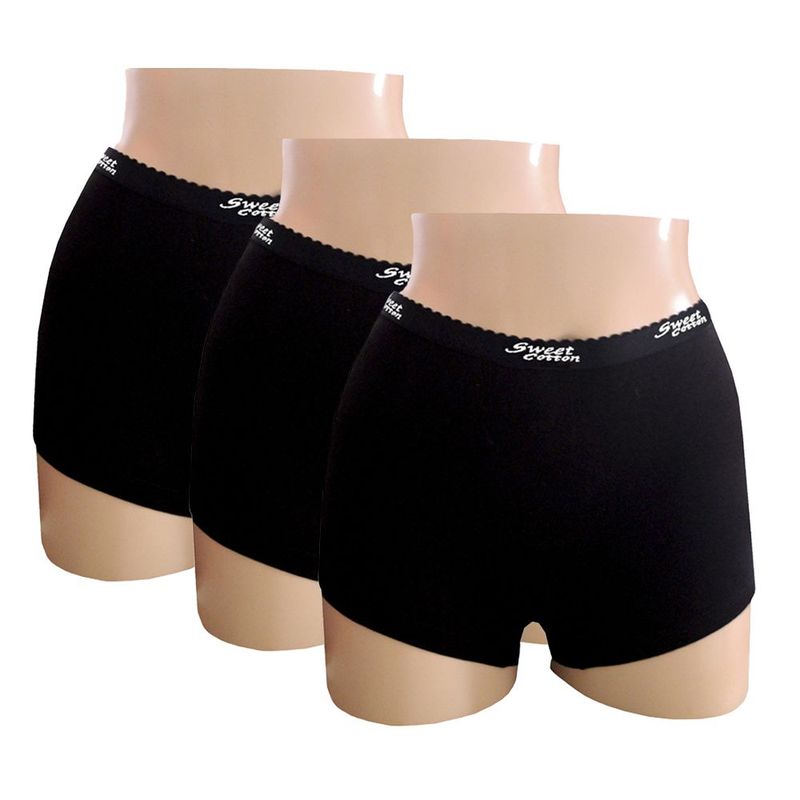 SWEET COTTON - Pack x3 Bóxer Deportivo Sweet Cotton Negro