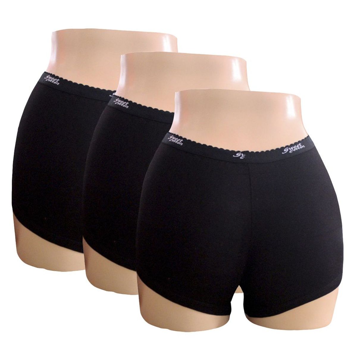 SWEET COTTON - Pack x3 Bóxer Deportivo Sweet Cotton Negro