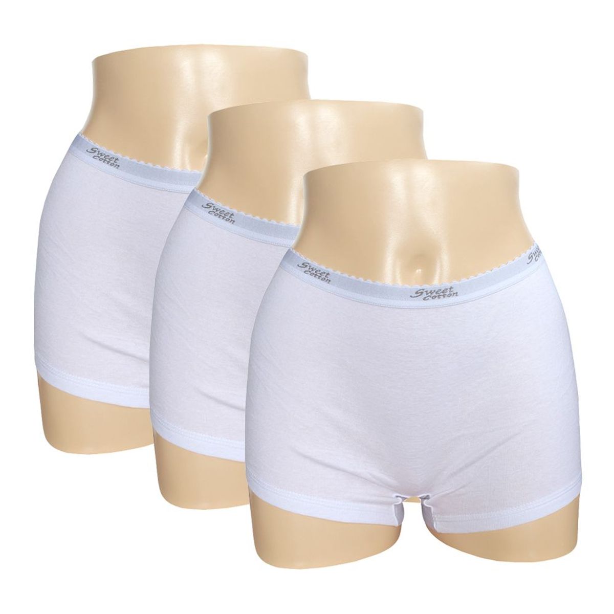 SWEET COTTON - Pack x3 Bóxer Deportivo Sweet Cotton Blanco
