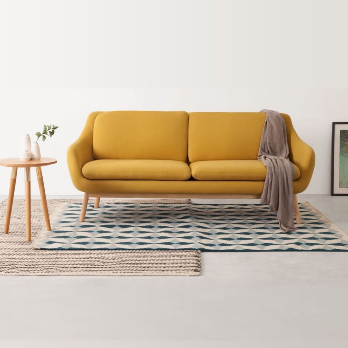 YOLODECORO - Sofá Oslo De 3 Cuerpos Amarillo Yema