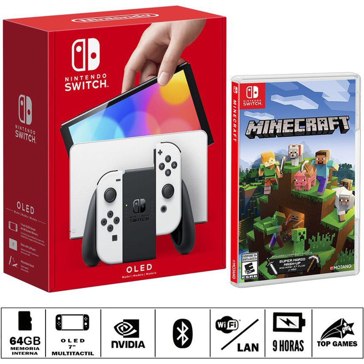 NINTENDO - Consola nintendo switch oled blanco + minecraft