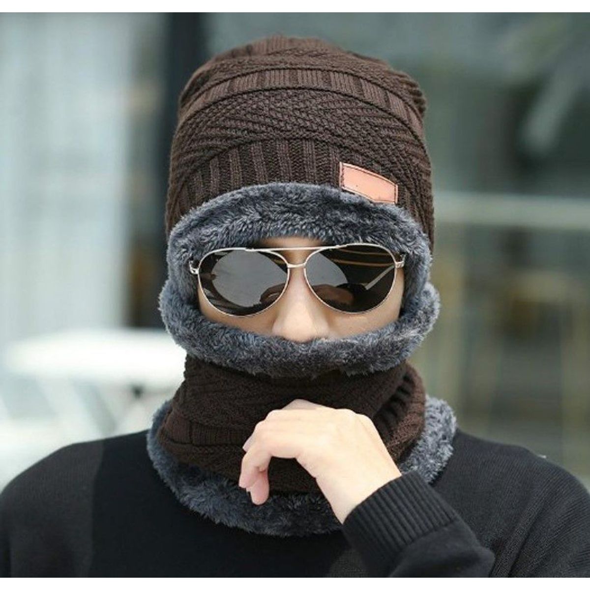 GENERICO - Gorro  Cuellera para caballeros Marrón