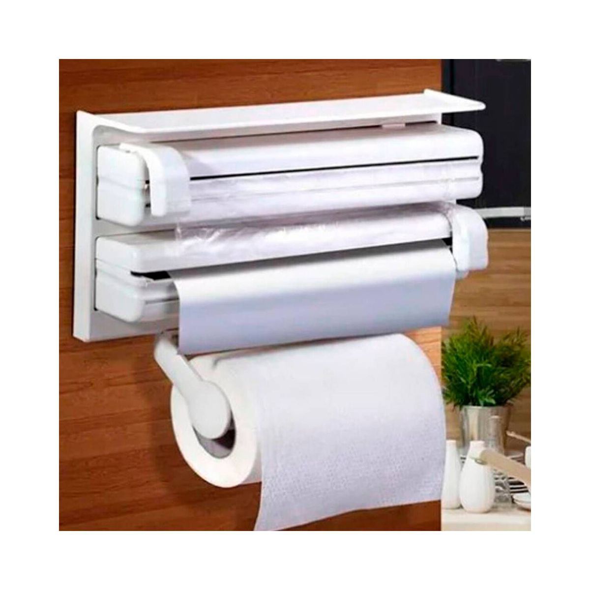 GENERICO - Porta Papel Organizador Triple Rollo para Pared