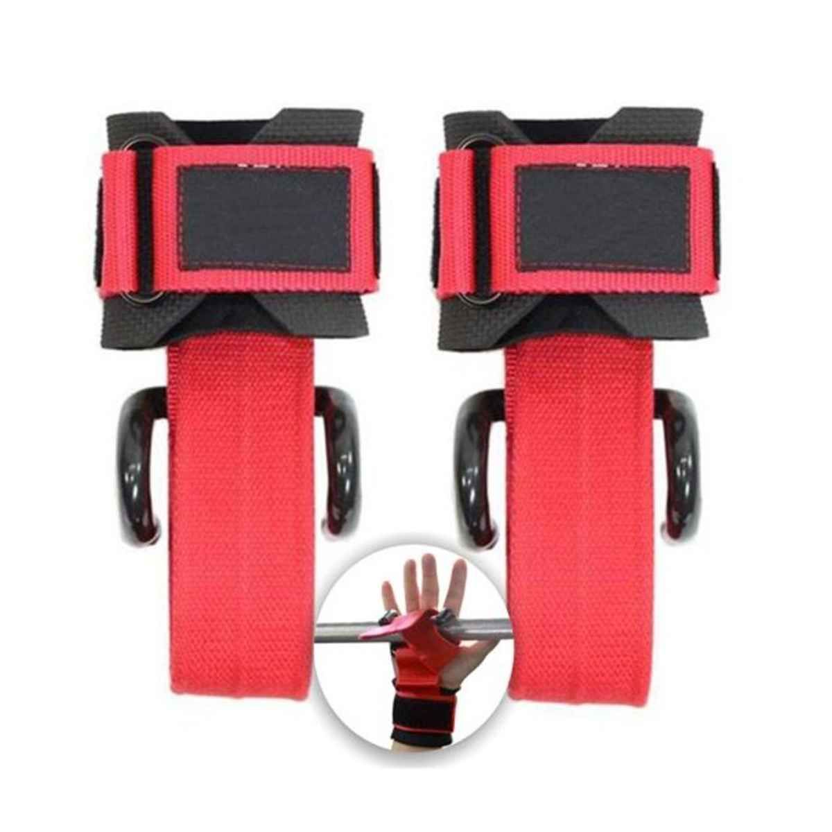 TODO FIT - Straps  Muñequeras  Ganchos Para Peso Levantamiento de Barra Rojo