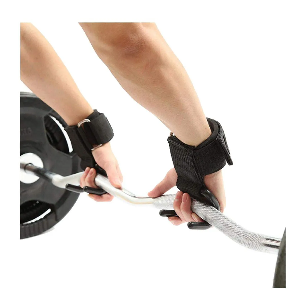 TODO FIT - Straps  Muñequeras  Ganchos Para Peso Levantamiento de Barra Negro
