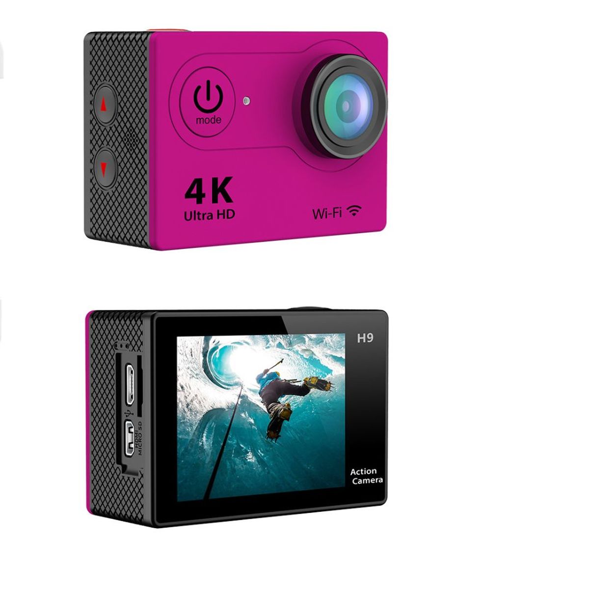 GENERICO - Camara de Video 4K Wifi Deportiva Acuatico de Acción RYAN - Fucsia