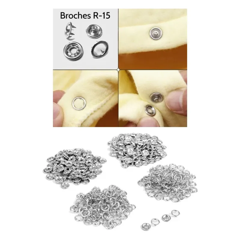 GENERICO - Broche R15 Metal Botones Presión 1000 Und Para Body bebé