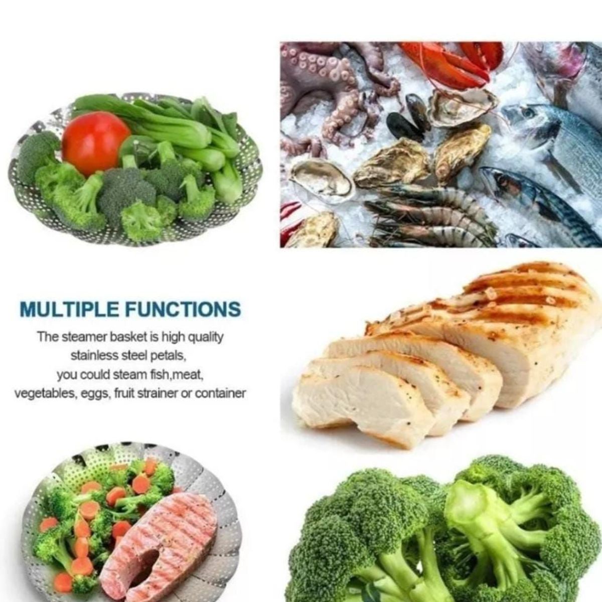 GENERICO - Vaporera Plegable de acero inoxidable