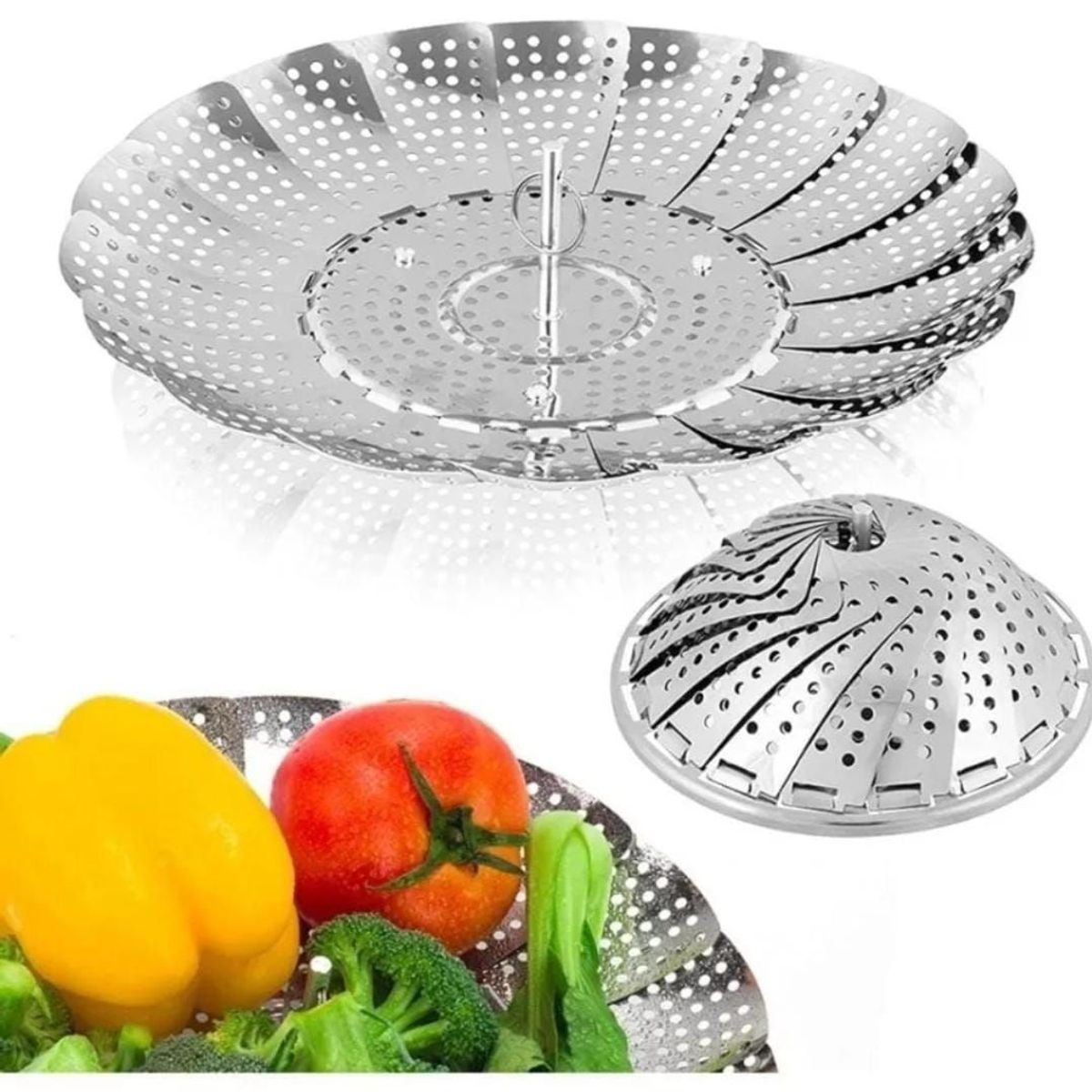 GENERICO - Vaporera Plegable de acero inoxidable