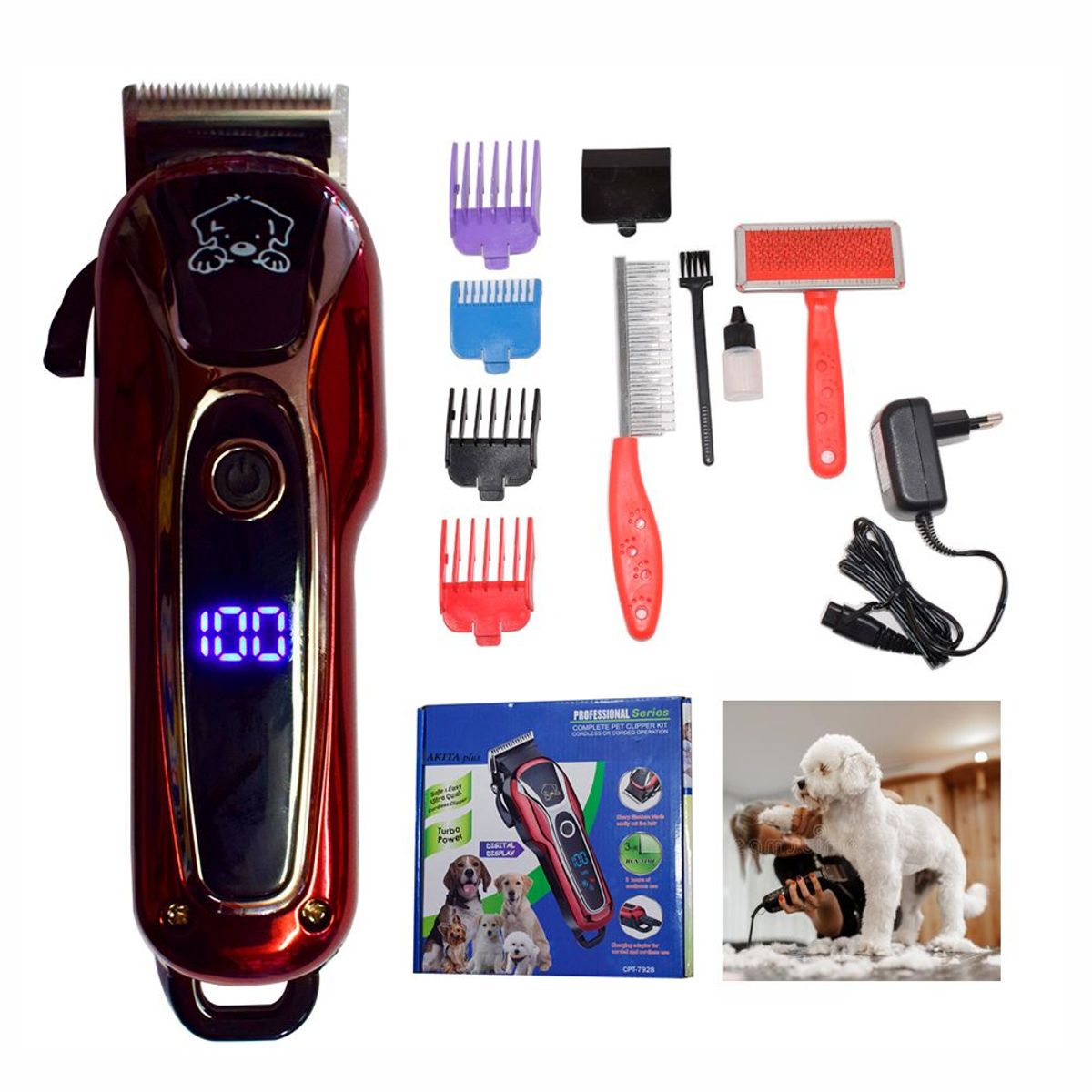 HOLGU - Máquina corta pelo mascotas pantalla led y accesorios