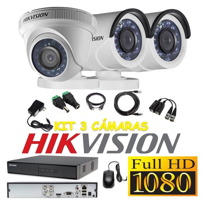 HIKVISION - kit 3 Cámaras Seguridad FULLHD 720p Hikvision