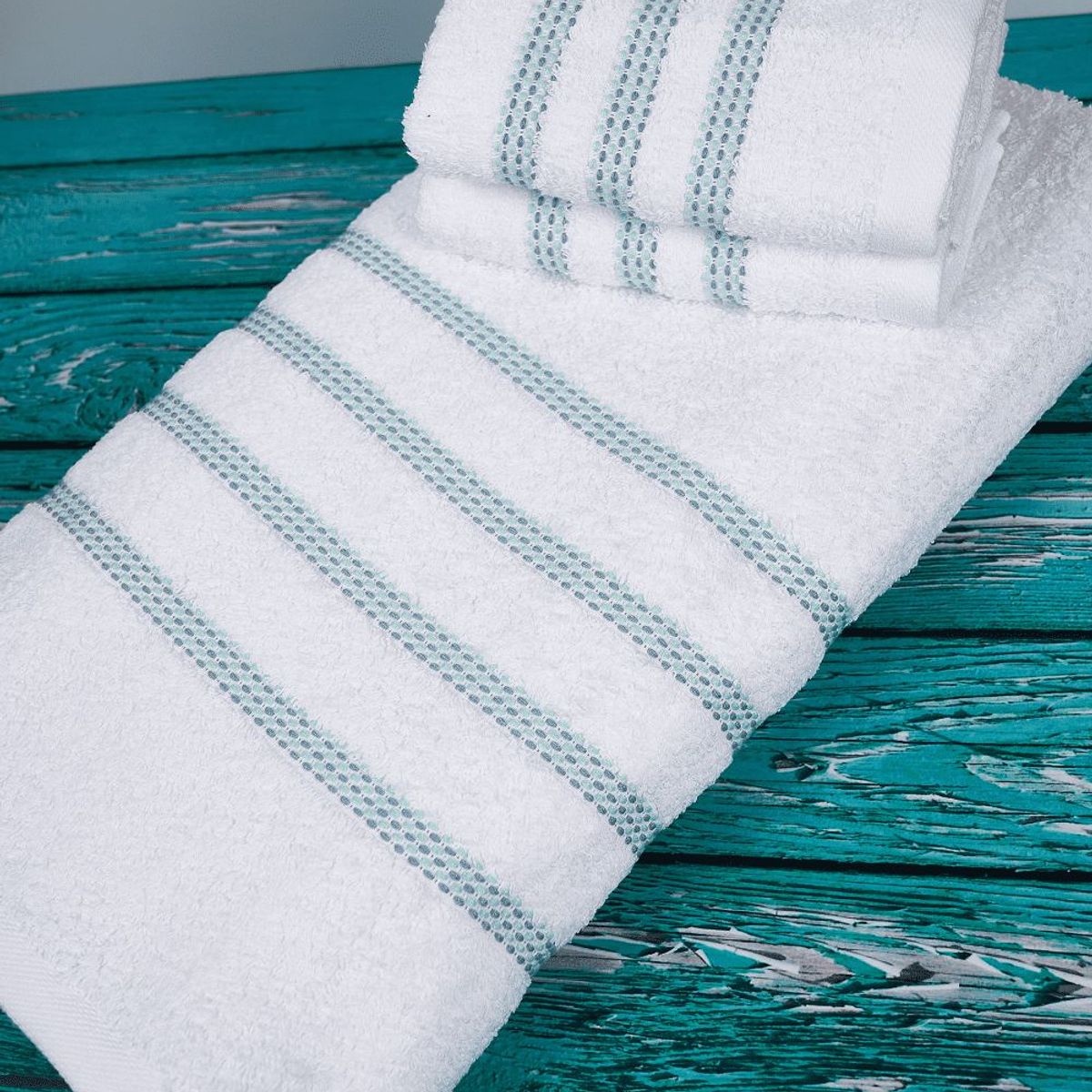 SLEEPER - Toalla de Ducha 480grs Bahamas Blanco con Verde