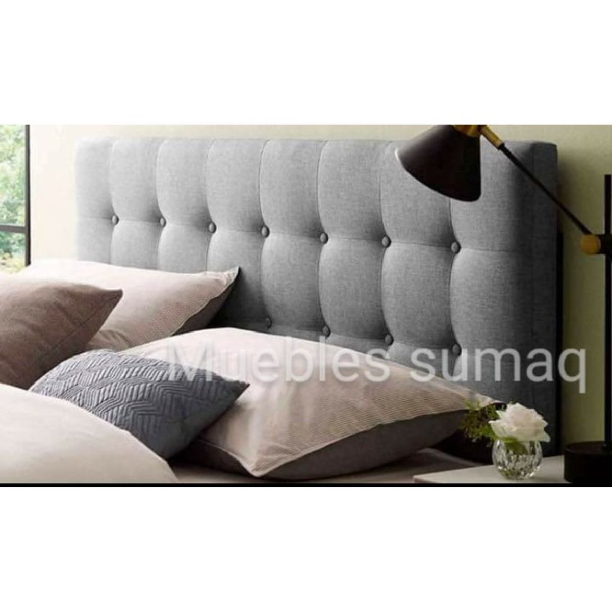 GENERICO - Cabecera tapizada - nicole - 2 plazas - color Plata.