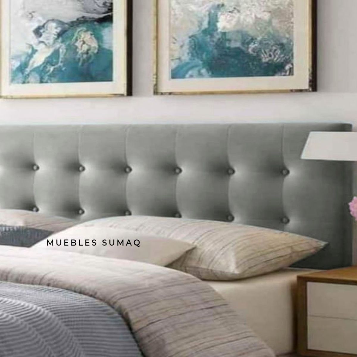 GENERICO - Cabecera tapizada - nicole - 2 plazas - color Gris Oscuro