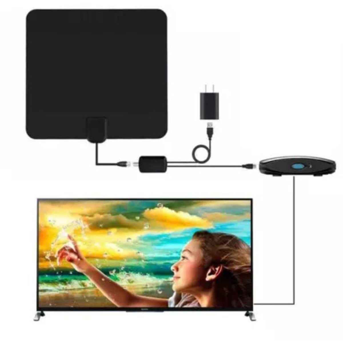 GENERICO - Antena  De TV Interior MODELO Slim / Amplificador  De Señal