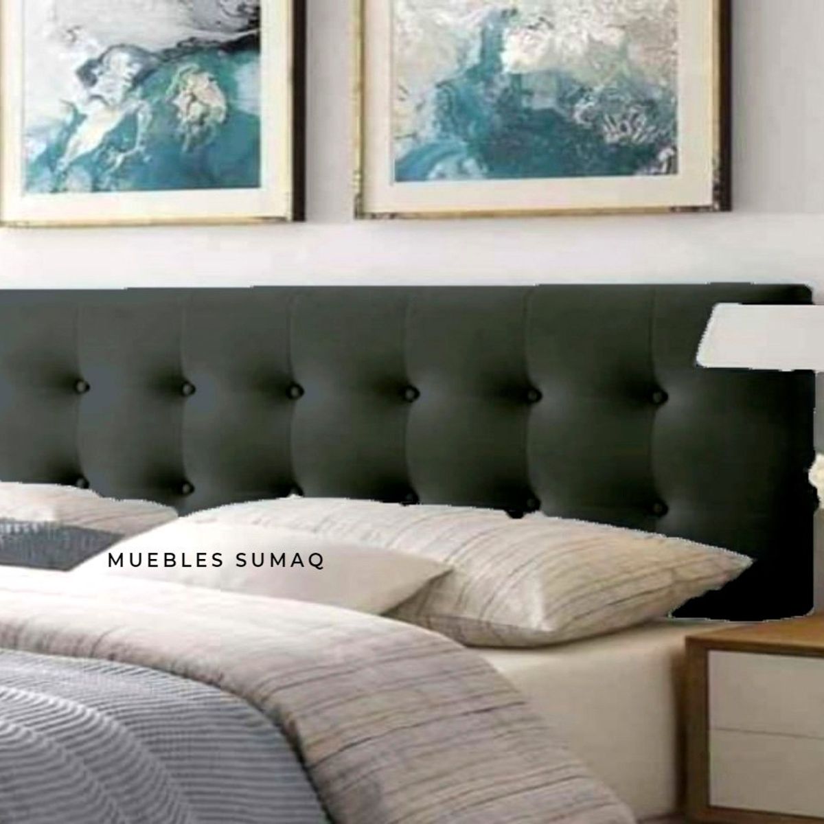 GENERICO - Cabecera tapizada - nicole - 2 plazas - color Negro