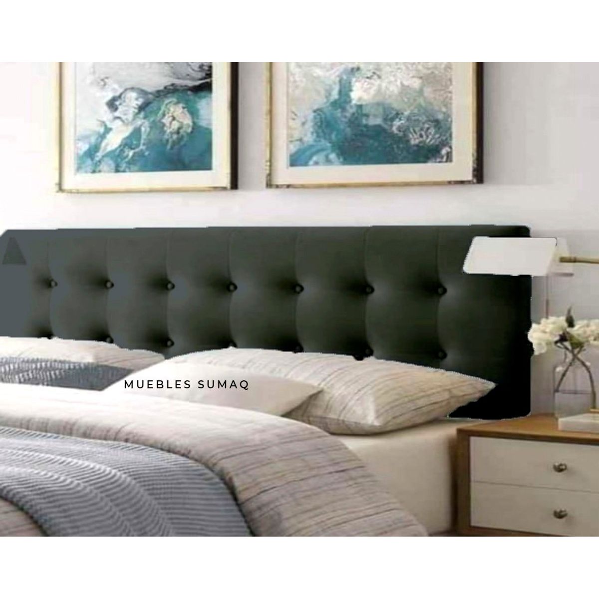 GENERICO - Cabecera tapizada - nicole - 2 plazas - color Negro