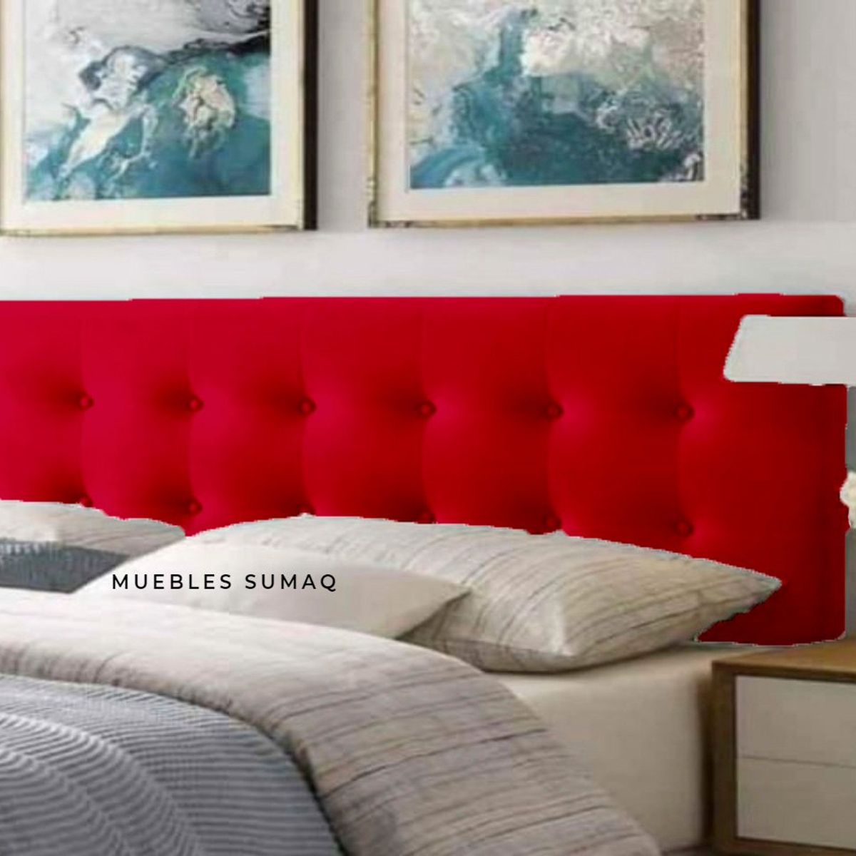 GENERICO - Cabecera tapizada - nicole - 2 plazas - color Rojo