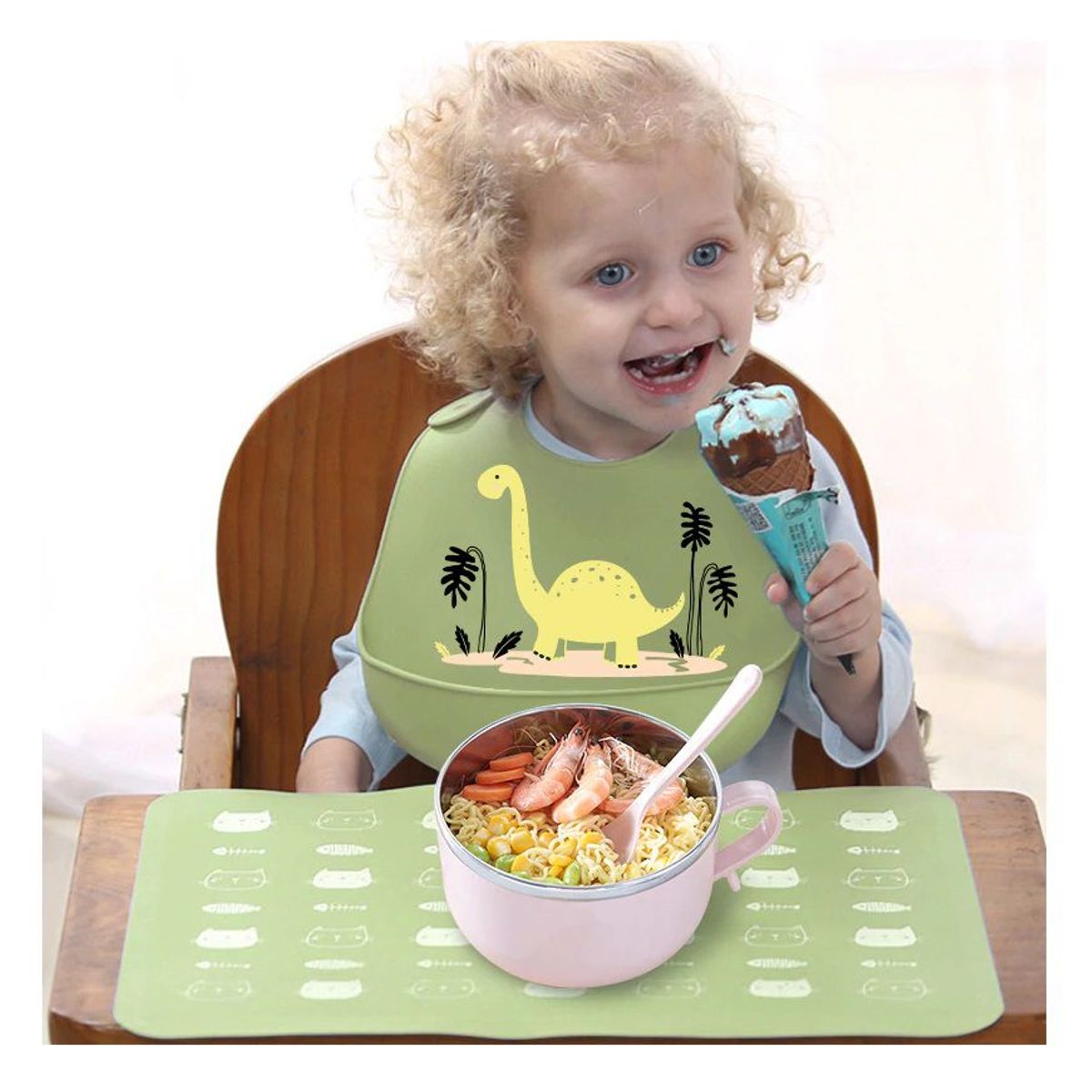 GENERICO - BABERO DE SILICONA DINOSAURIO