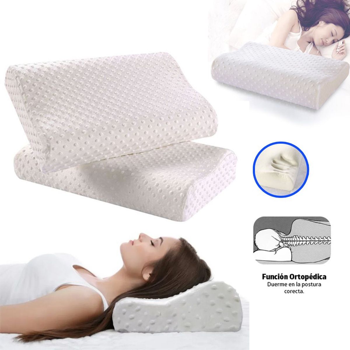 HOLGU - Almohada ortopédica viscoelástico  funda