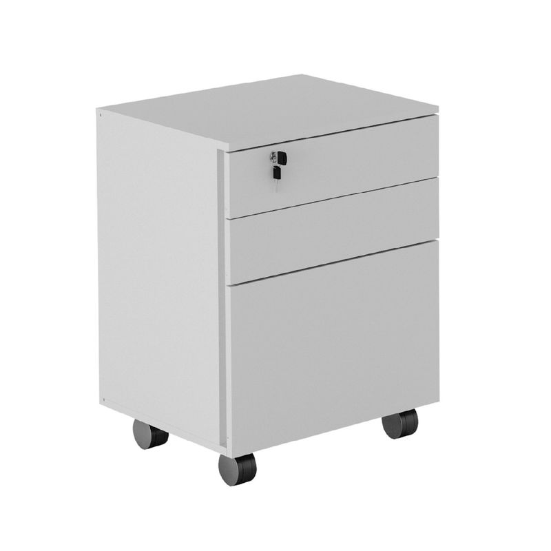 BONNO - Archivador De Oficina 3 Cajones Wong Ruedas Blanco Bonno