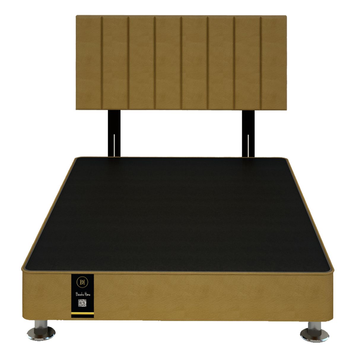 BARAKA HOME - Dormitorio Linz + Cabecera Neuss Pata Desmontable 2 Plz- Beige Oscuro