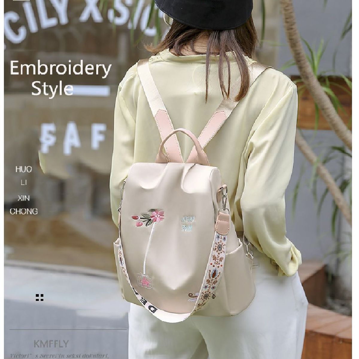 GENERICO - Mochila 3 en 1 Con Bordado Para Mujer, Bolso De Hombro Antirrobo