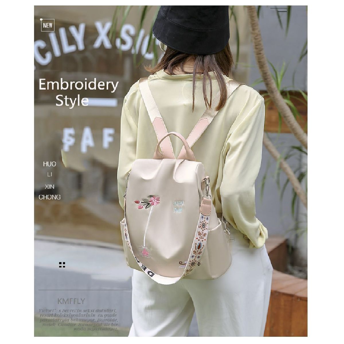 GENERICO - Mochila 3 en 1 Con Bordado Para Mujer, Bolso De Hombro Antirrobo