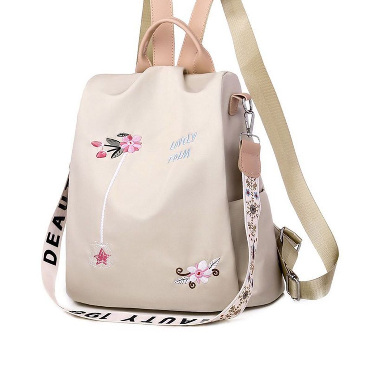 GENERICO - Mochila 3 en 1 Con Bordado Para Mujer, Bolso De Hombro Antirrobo