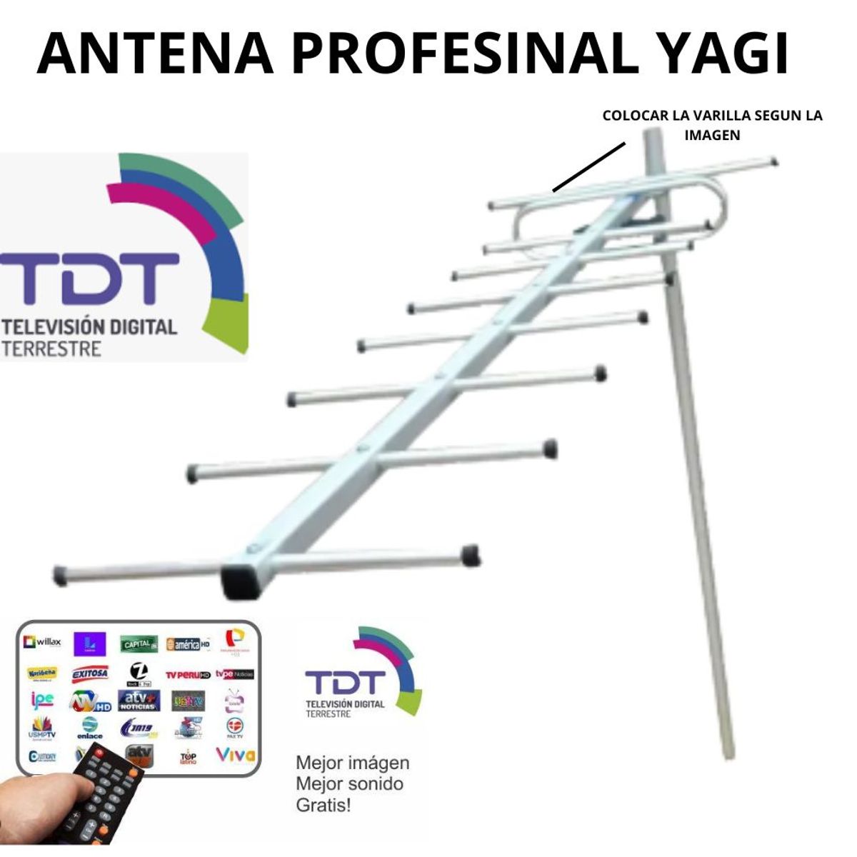 GENERICO - Antena Amplificada de Señal TDT  Yagi