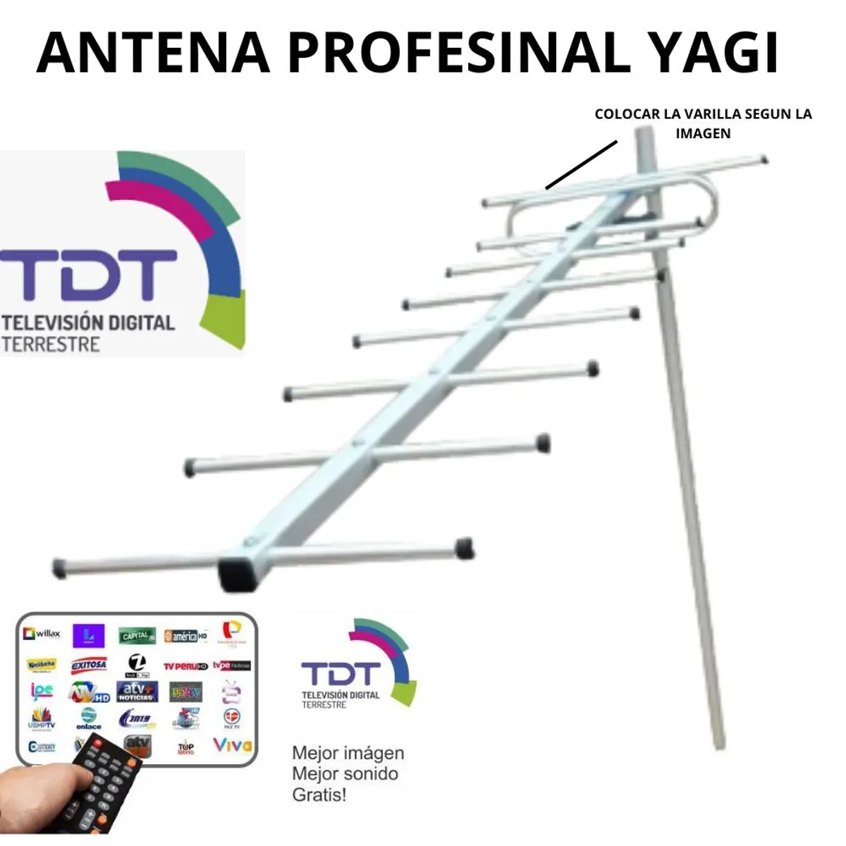GENERICO - Antena Amplificada de Señal TDT  Yagi