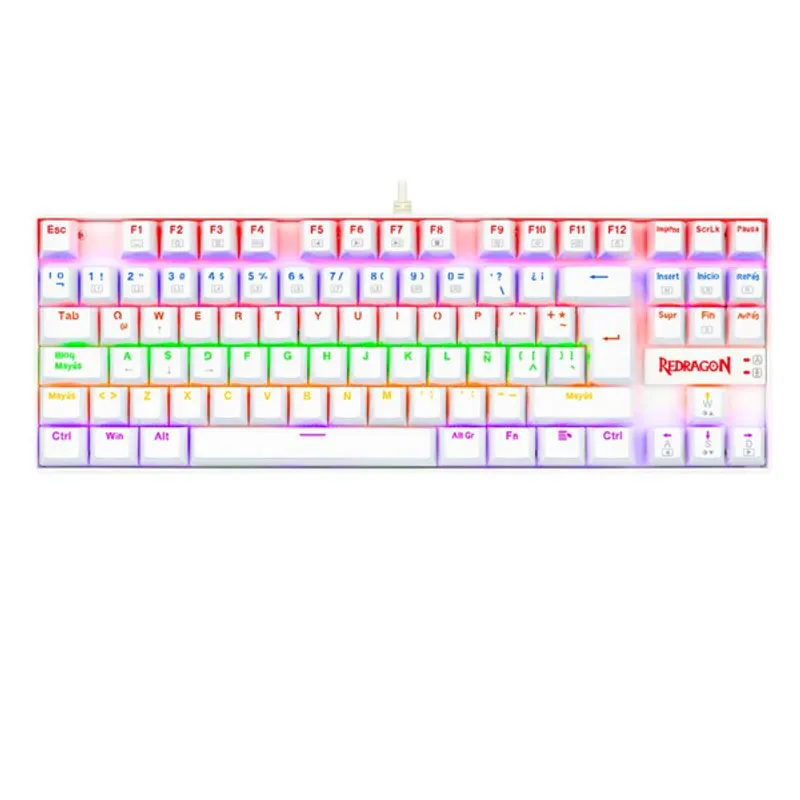 REDRAGON - Teclado Mecánico KUMARA K552W-KR-SP Rainbow White Switch Red SP